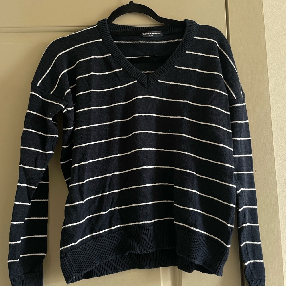 Navy and White Striped Sweater
